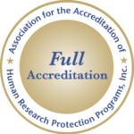 Full Accreditation badge from the Association for the Accreditation of Human Research Protection Programs